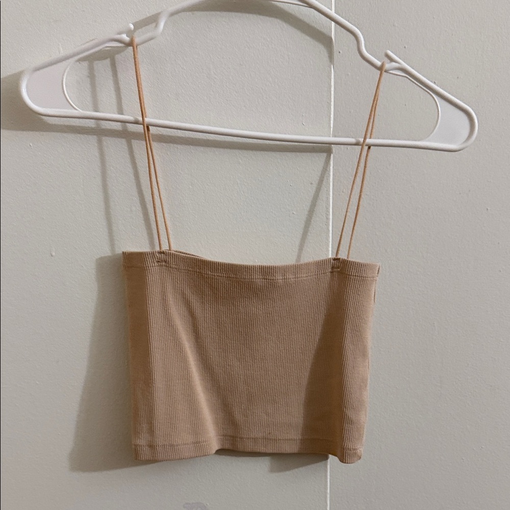 Zara Beige Ribbed Camisole Top